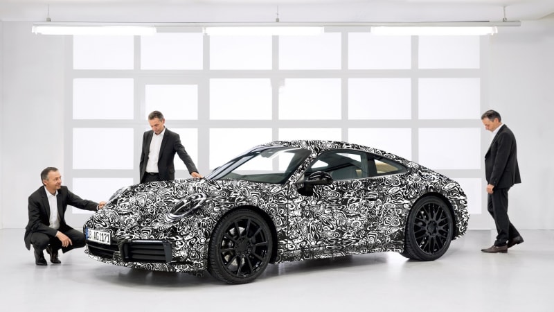 Porsche shows off next-gen 911 in camo, reveals some tidbits